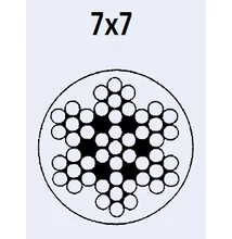 7x7 Átlátszó PVC bevonatú, rozsdamentes drótkötél