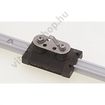 Rövid omega füles traveller kocsi 19 mm-es X traveller sínhez, két csigakerekes